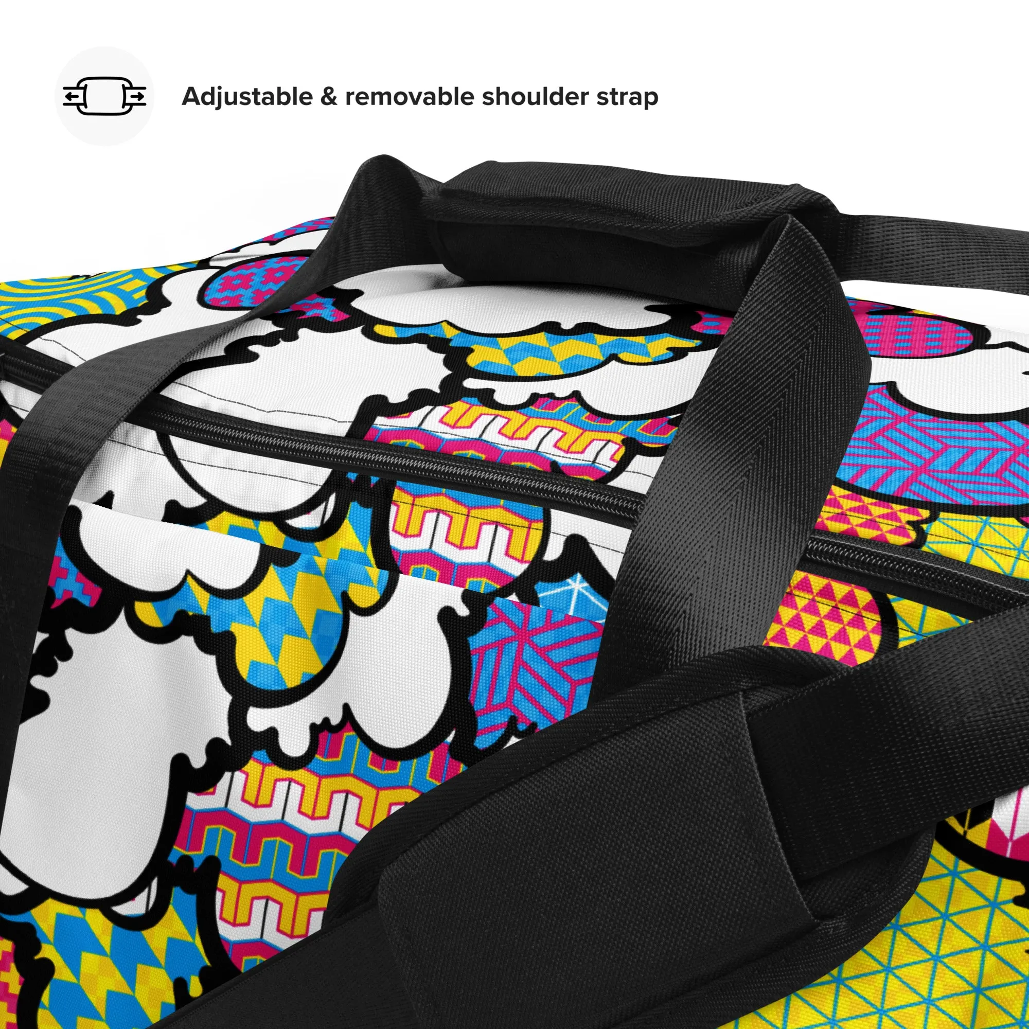 Eye-Catching CMYK Graffiti Clouds Sports Duffle Bag for Gym and Travel