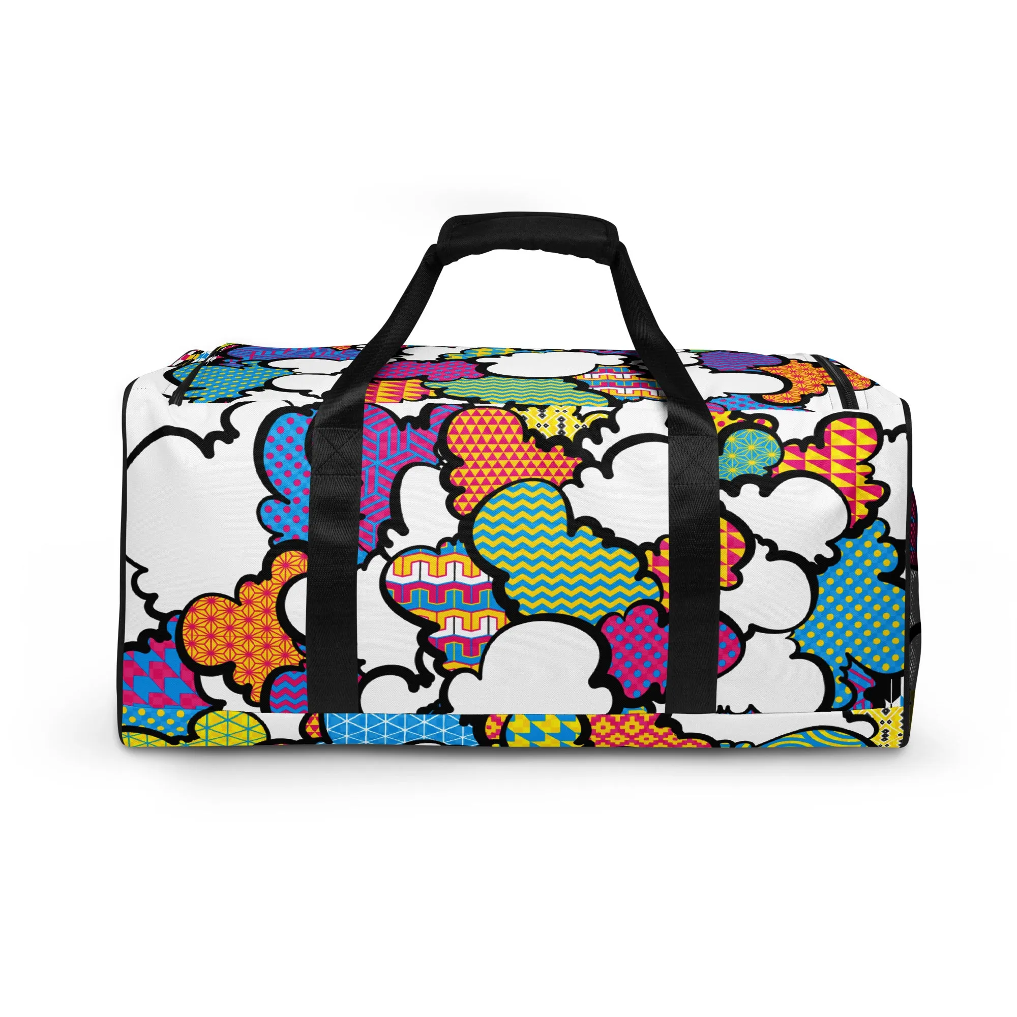 Eye-Catching CMYK Graffiti Clouds Sports Duffle Bag for Gym and Travel