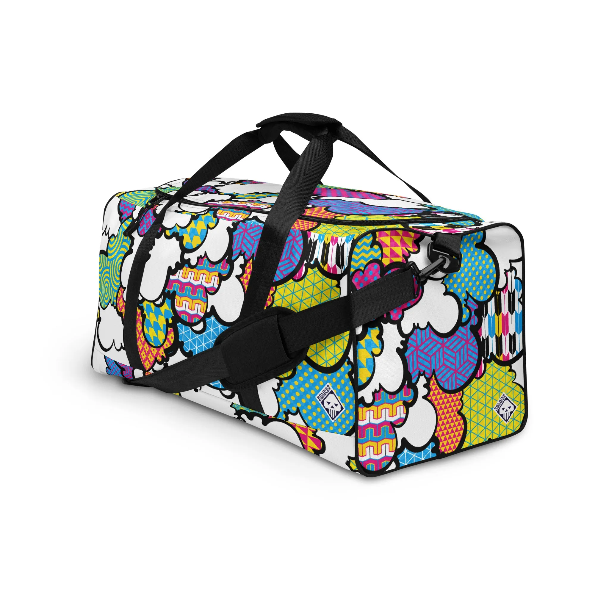 Eye-Catching CMYK Graffiti Clouds Sports Duffle Bag for Gym and Travel