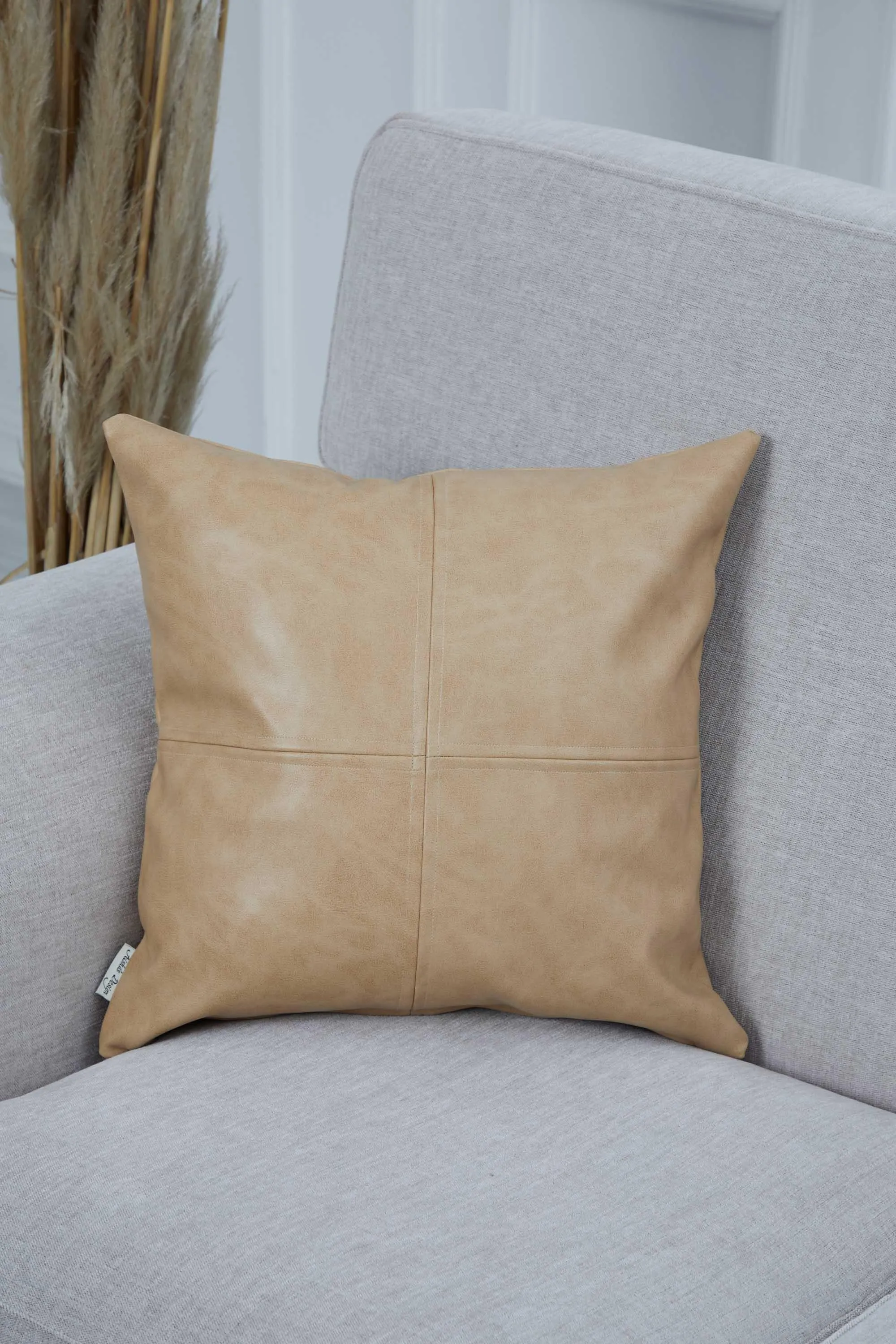 Faux Leather 18x18 Inches Throw Pillow Cover, Shiny Pillow Cover with Modern Design, Beautiful Solid Throw Pillow Cover for Couch,K-142