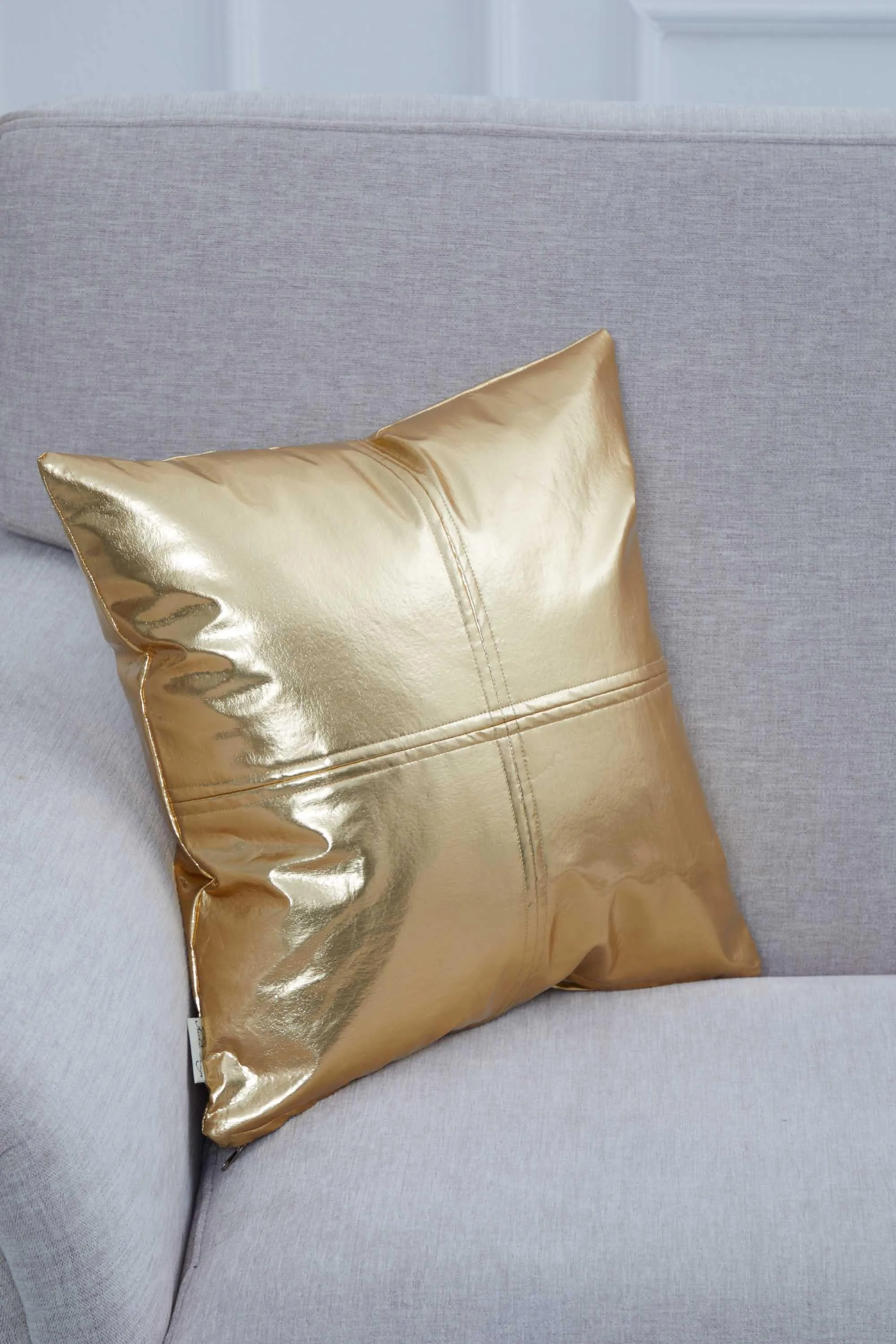 Faux Leather 18x18 Inches Throw Pillow Cover, Shiny Pillow Cover with Modern Design, Beautiful Solid Throw Pillow Cover for Couch,K-142