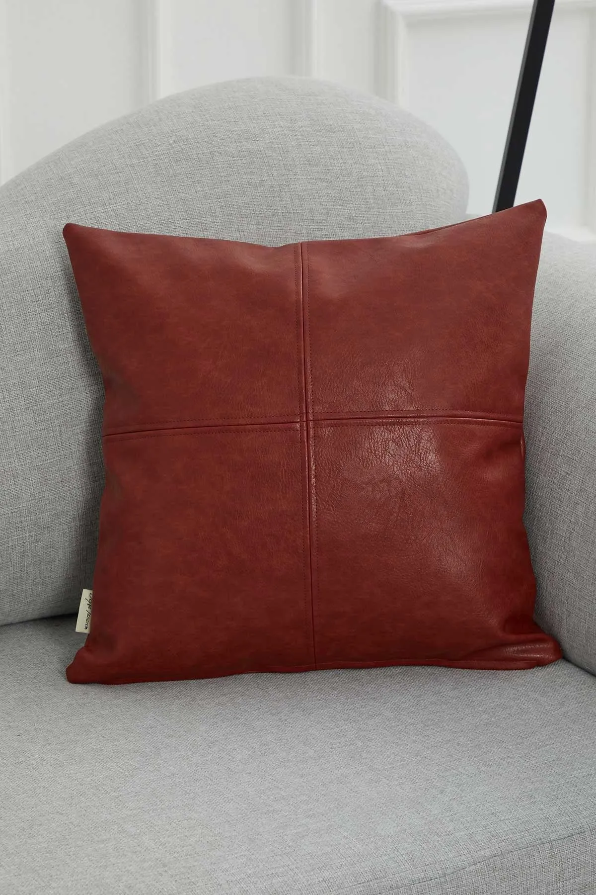 Faux Leather 18x18 Inches Throw Pillow Cover, Shiny Pillow Cover with Modern Design, Beautiful Solid Throw Pillow Cover for Couch,K-142