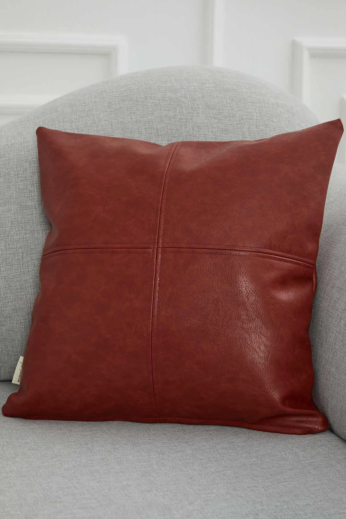 Faux Leather 18x18 Inches Throw Pillow Cover, Shiny Pillow Cover with Modern Design, Beautiful Solid Throw Pillow Cover for Couch,K-142