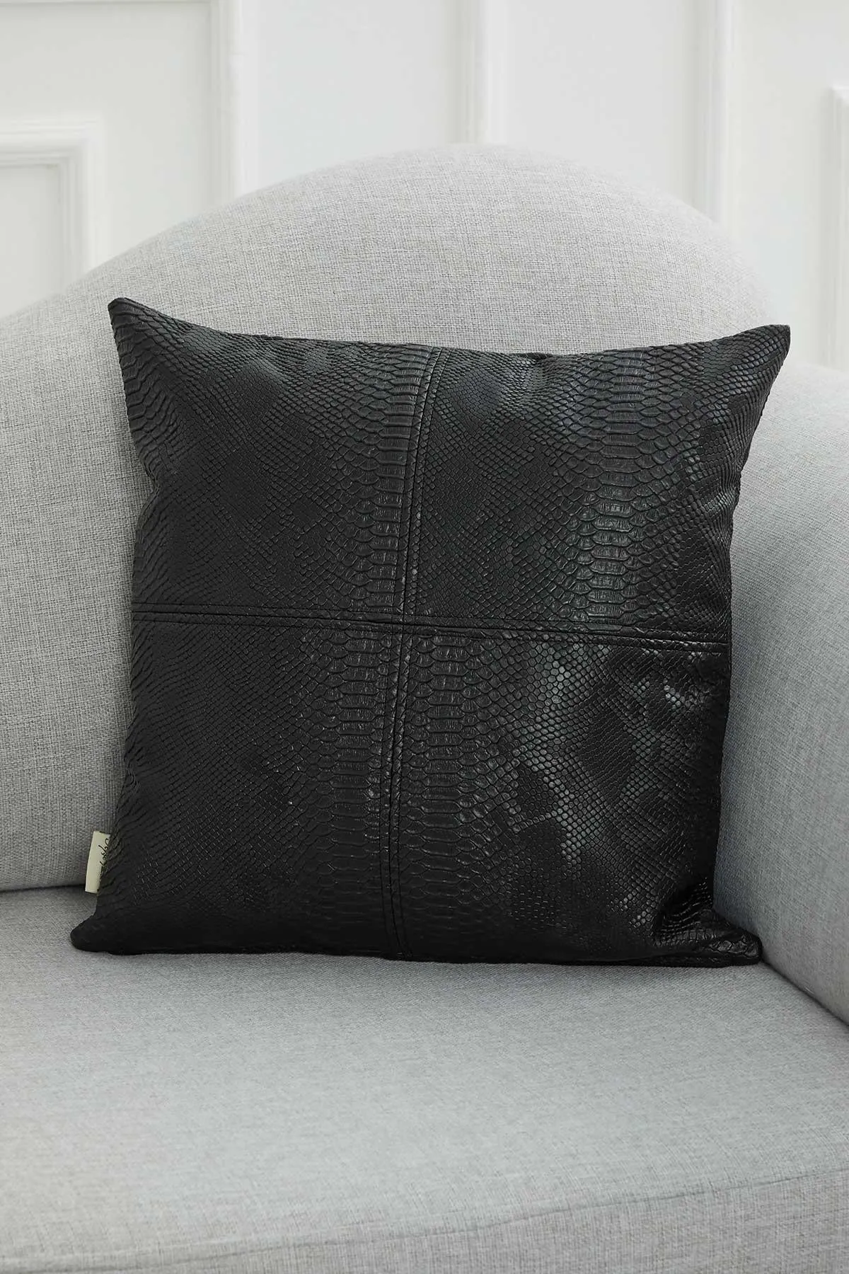 Faux Leather 18x18 Inches Throw Pillow Cover, Shiny Pillow Cover with Modern Design, Beautiful Solid Throw Pillow Cover for Couch,K-142