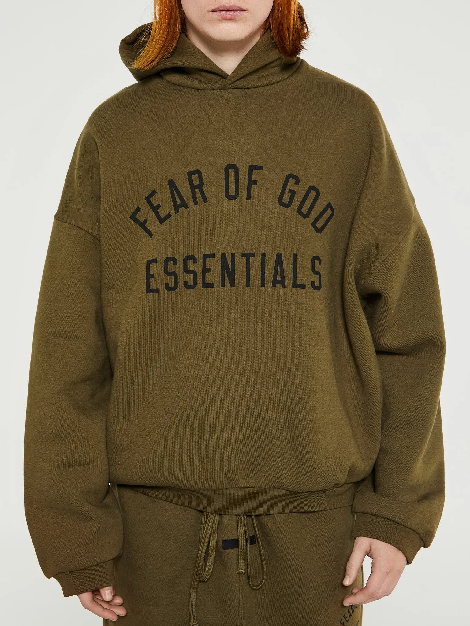 Fleece Hoodie in Olive