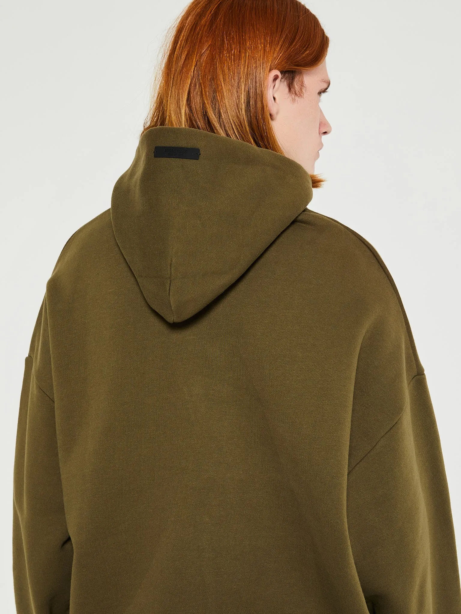 Fleece Hoodie in Olive