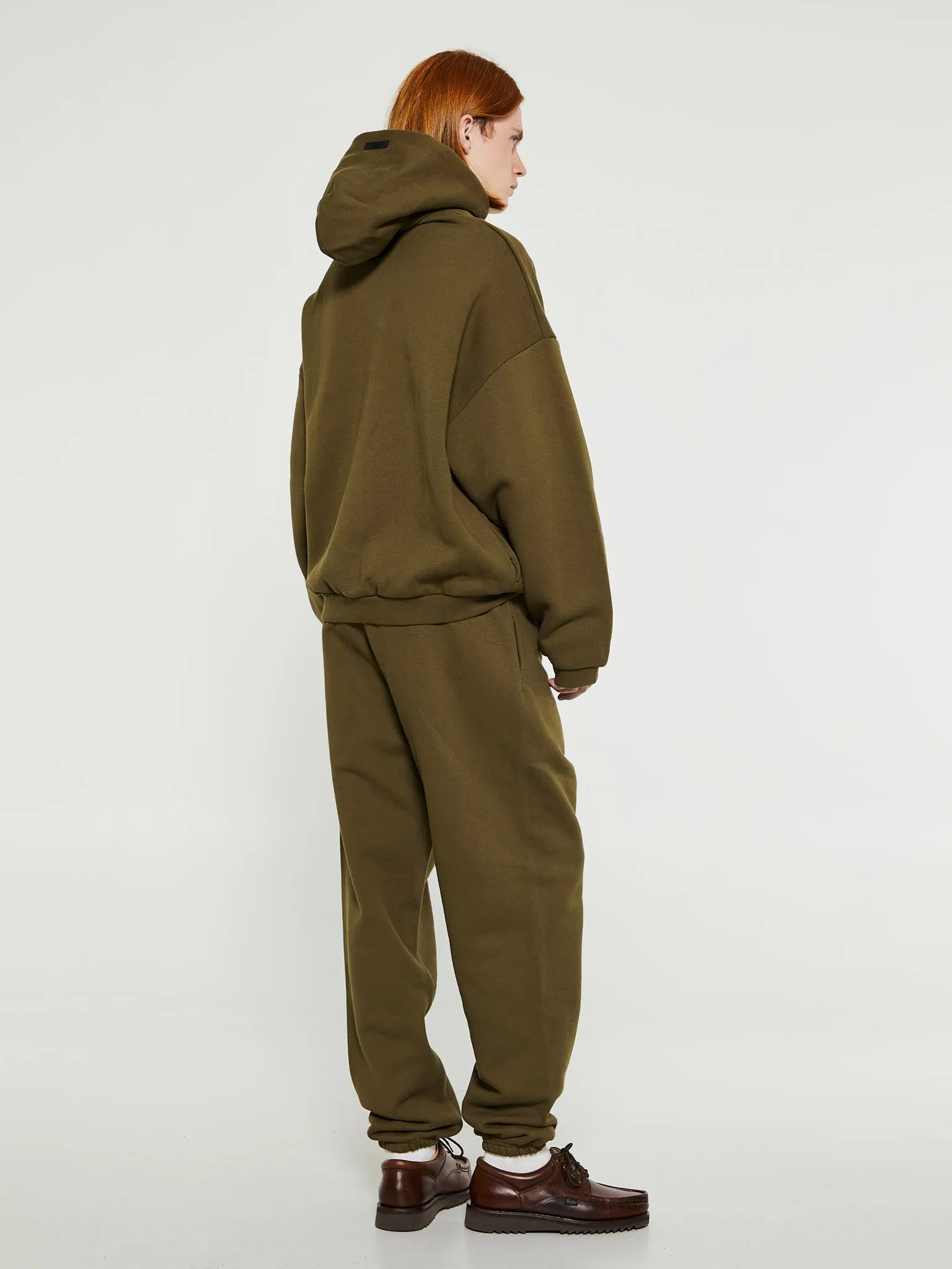 Fleece Hoodie in Olive