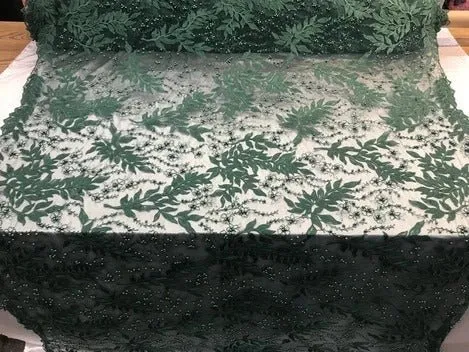 Floral Lace Fabric By the Yard_ Embroidered Beaded Fabric