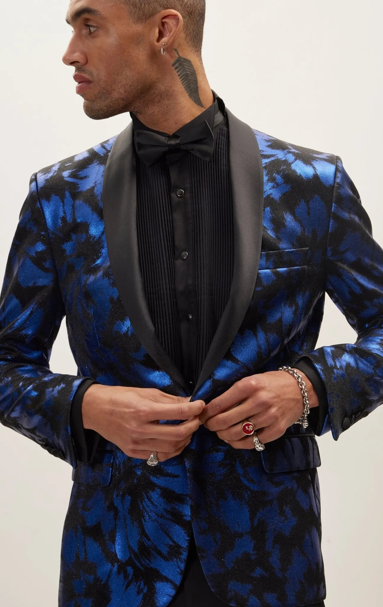 Foil Brush Strokes Shawl Lapel Tuxedo Jacket - Parliament