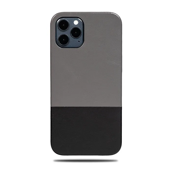 Fossil Gray & Crow Black iPhone 12 Pro Leather Case