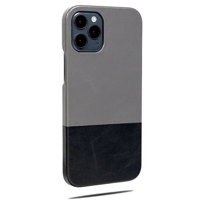 Fossil Gray & Crow Black iPhone 12 Pro Leather Case