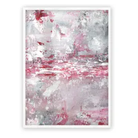 Framed vertical pink & white abstract wall art print