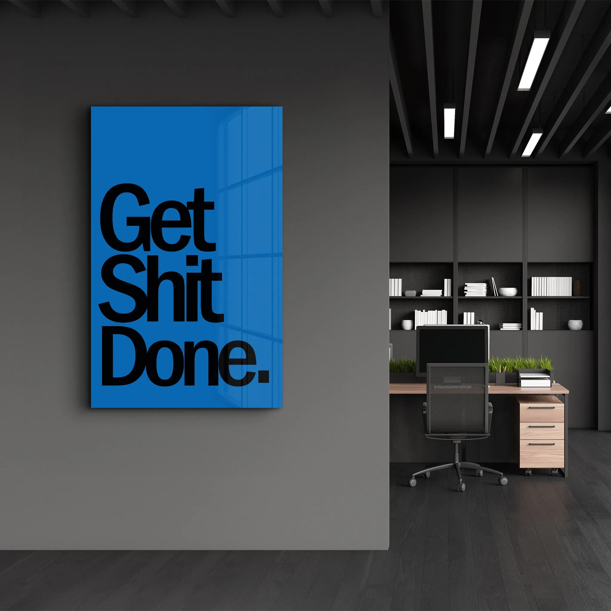 Get X Done Blue | Designers Collection Glass Wall Art