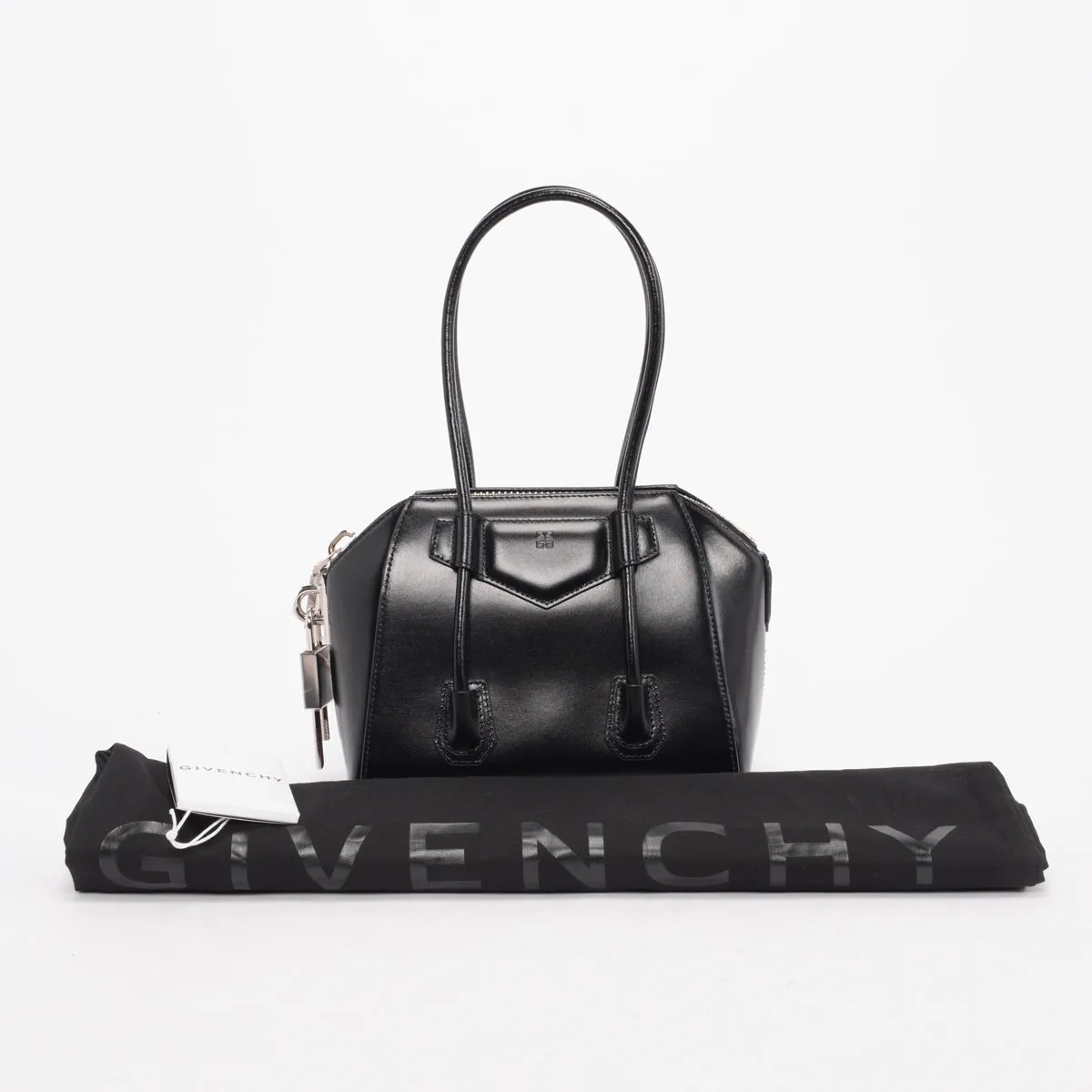 Givenchy Black Shiny Lord Mini Antigona Lock Bag