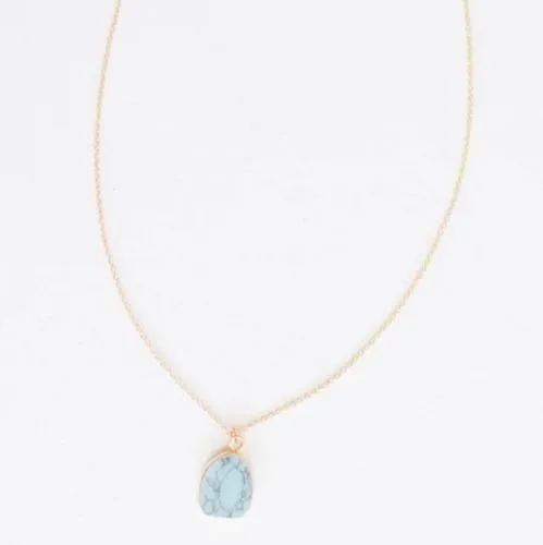 Gold Turquoise Pendant Necklace