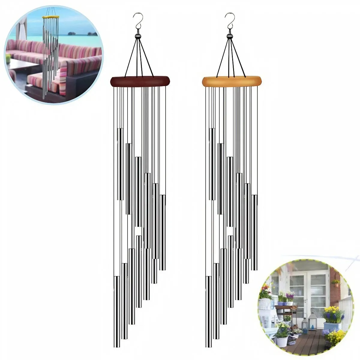 GoodVybe™ 23" Garden Wind Chimes: 2Pcs, Pleasant Tone, 12 Aluminum Tubes Decor