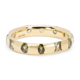 Green Mixed Cut Celeste Ring - Size 7 - 11360