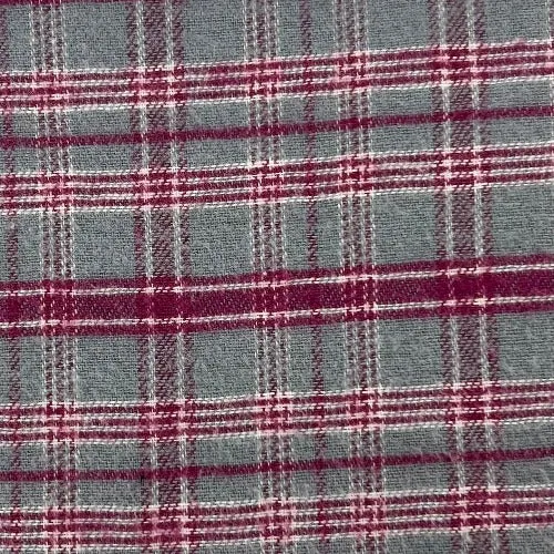 Grey/Magenta | 1-Inch Check Plaid Flannel Shirting - SKU 3921 #U117