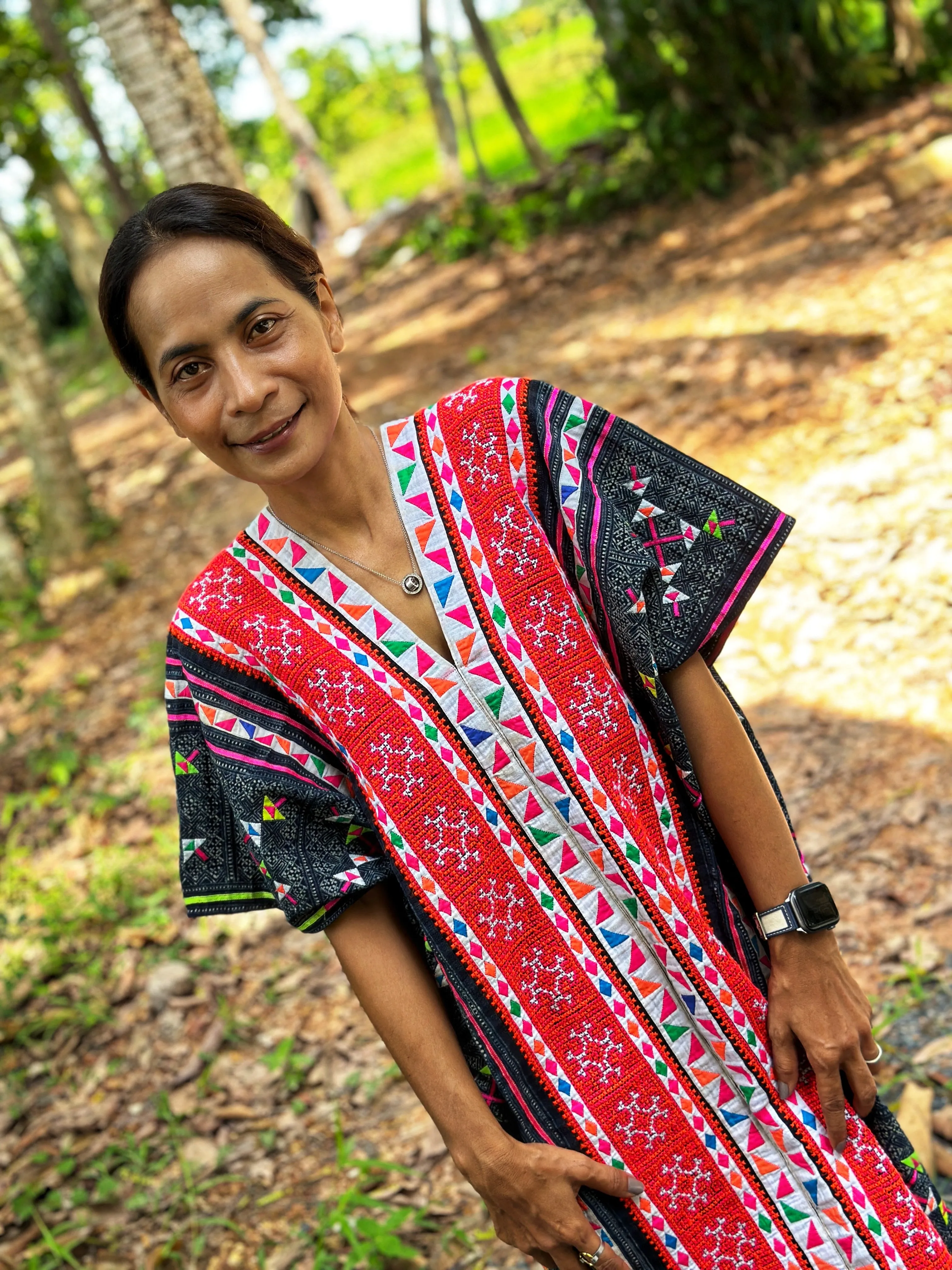 Hmong Thai fabric kaftan dress