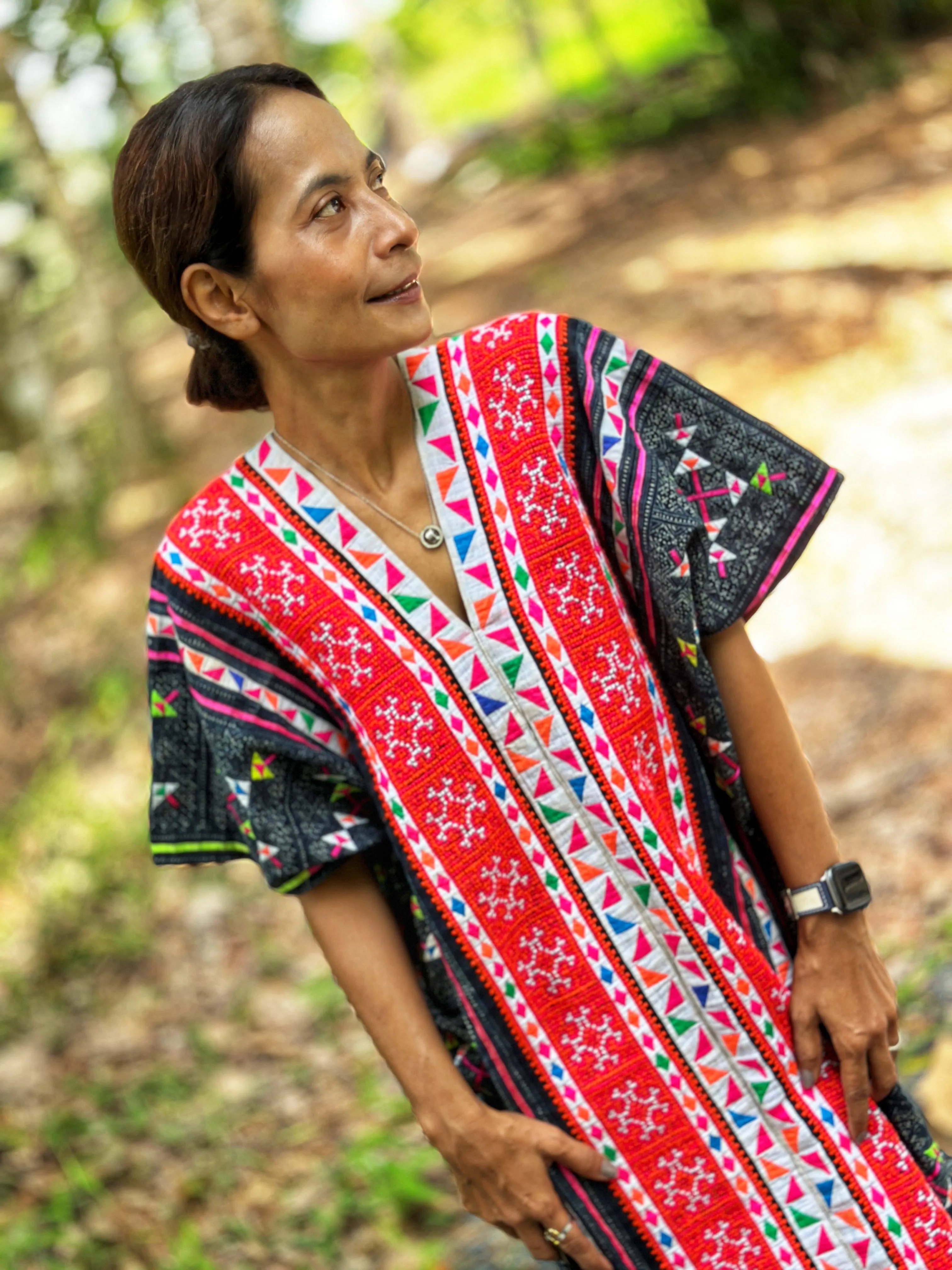 Hmong Thai fabric kaftan dress