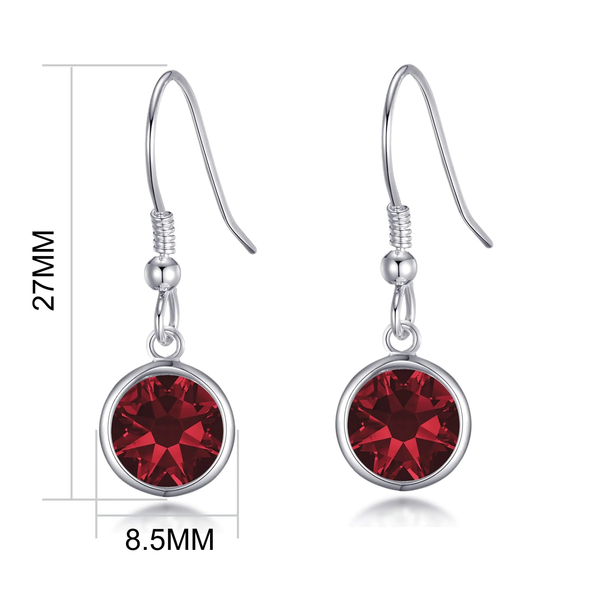 January Birthstone Drop Earrings Created with Garnet Zircondia® Crystals