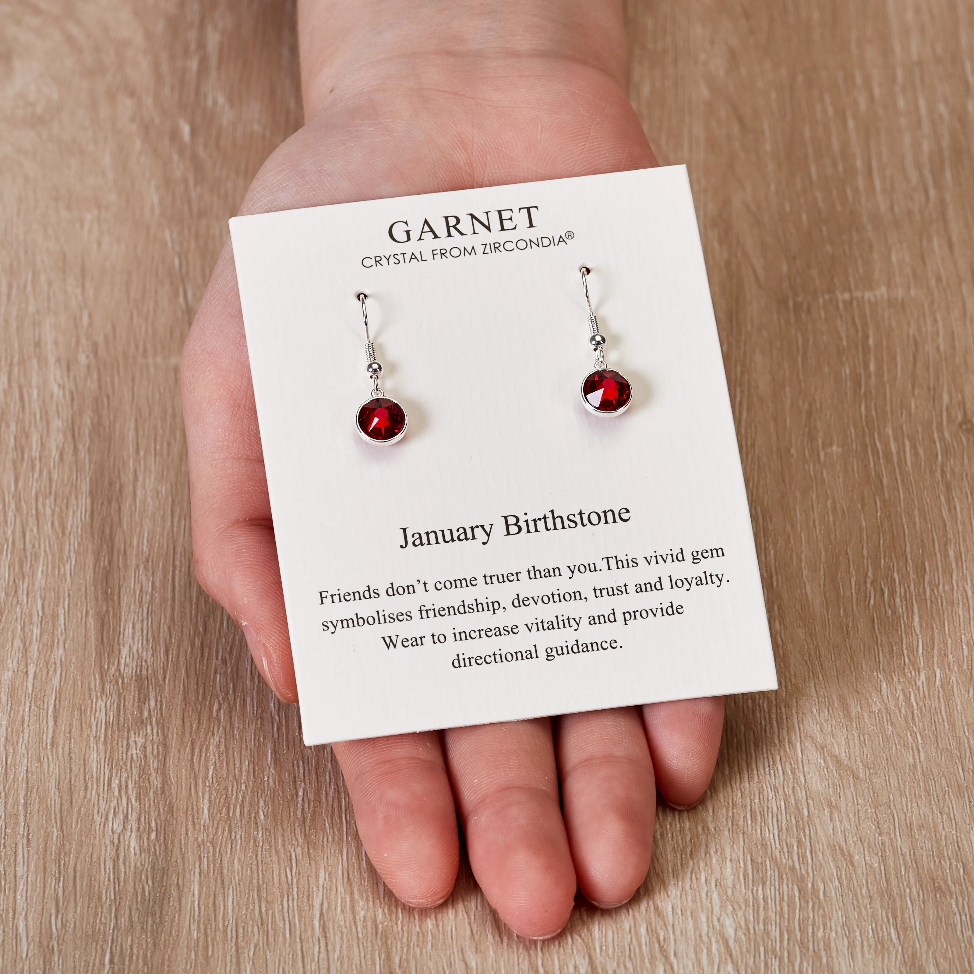 January Birthstone Drop Earrings Created with Garnet Zircondia® Crystals