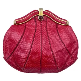 JUDITH LEIBER Vintage Snakeskin Convertible Crossbody - Red