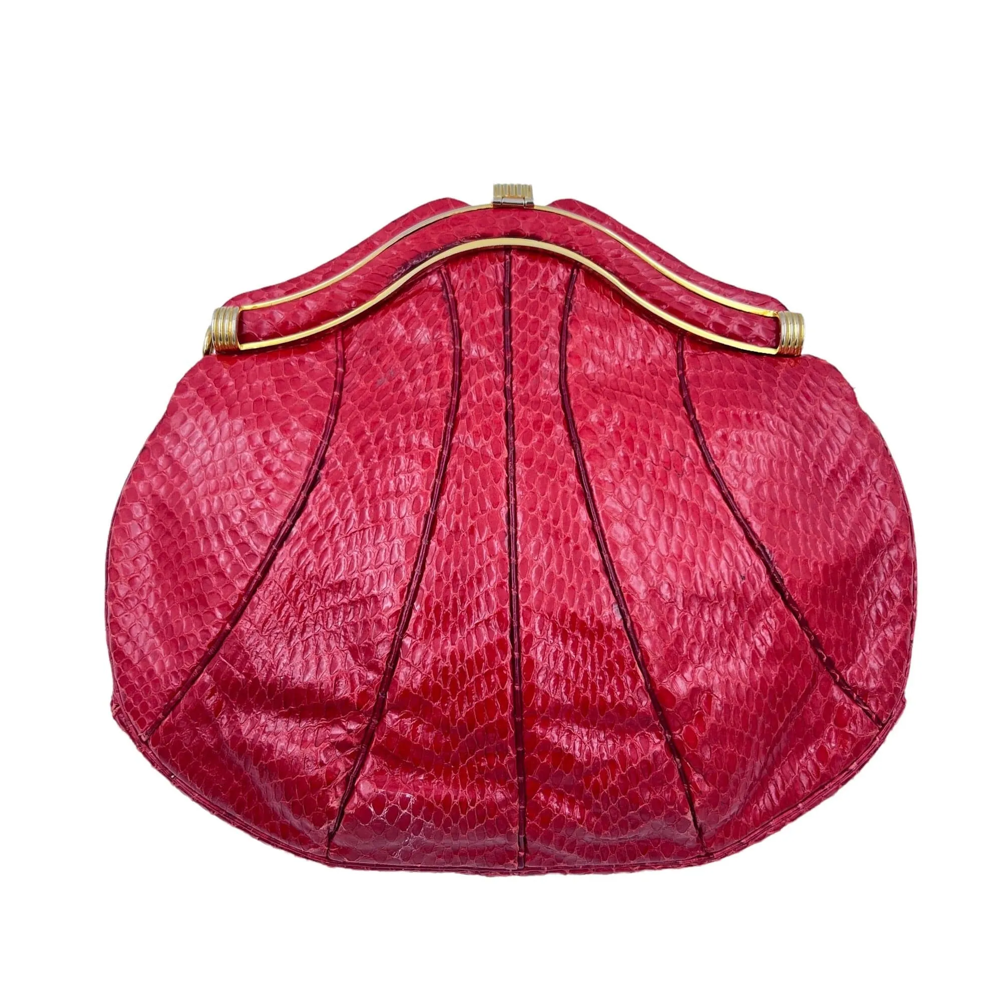 JUDITH LEIBER Vintage Snakeskin Convertible Crossbody - Red