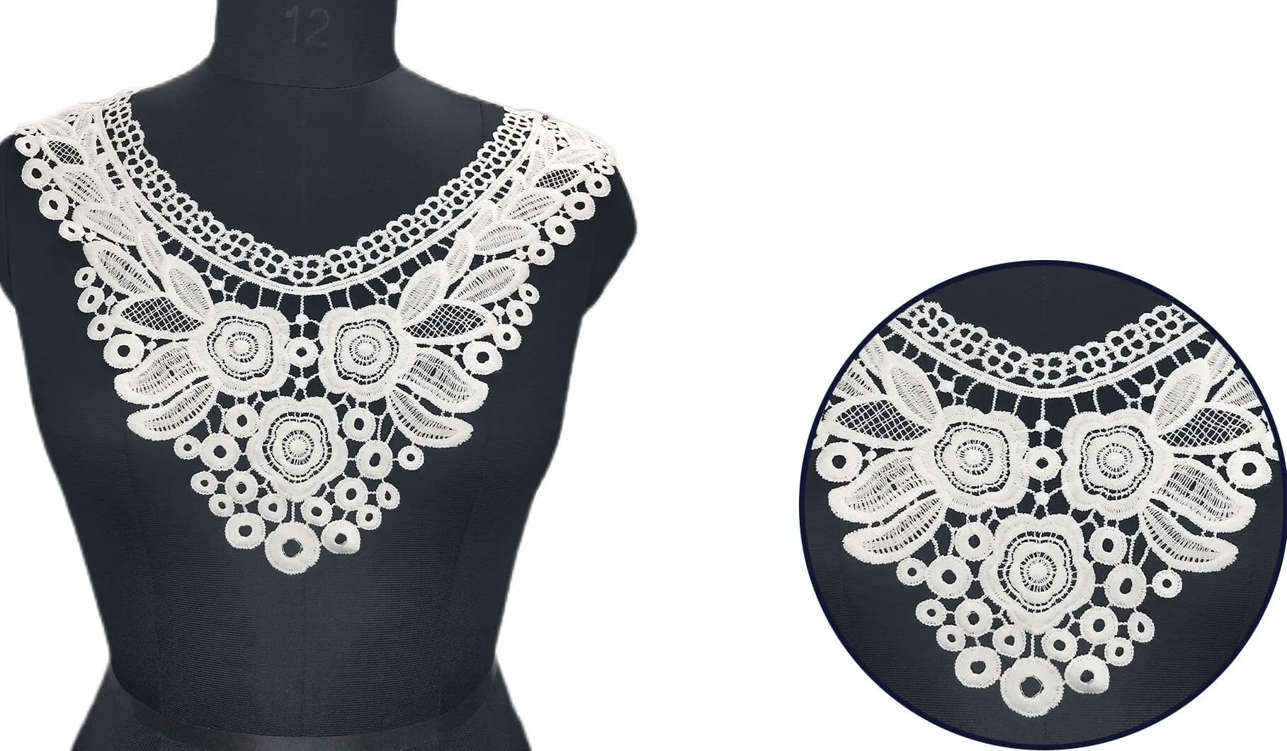 Leafy floral Motif Lace Neckline