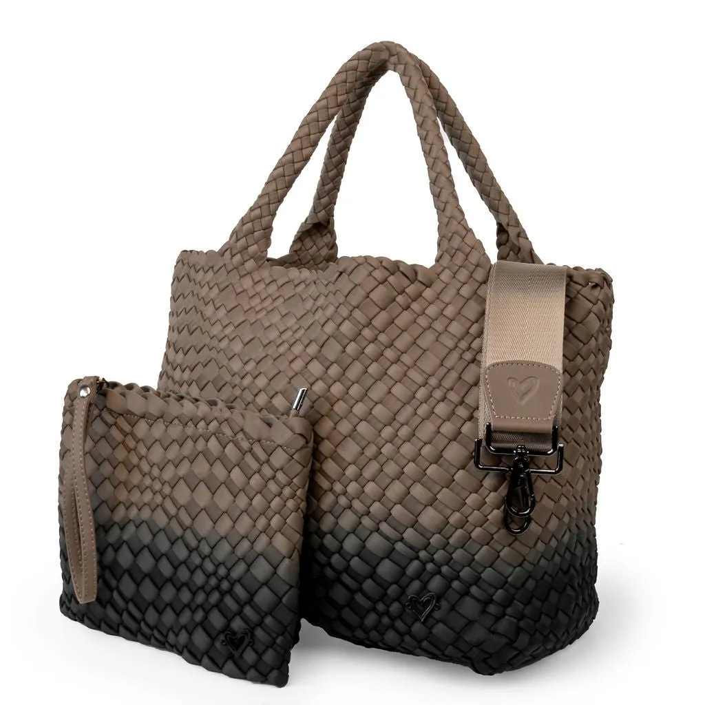 London Large Woven Tote - Ombre Black