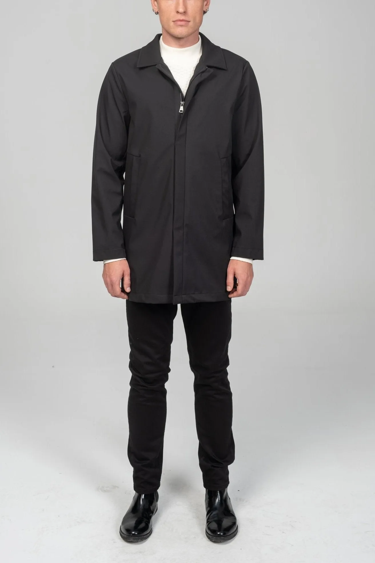 Long Lightweight Windbreaker - Black