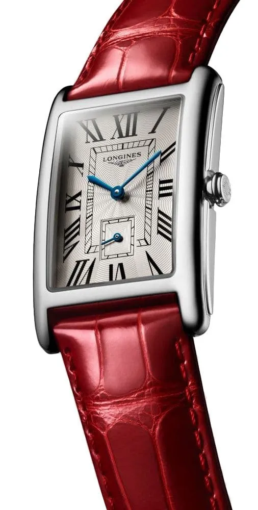 Longines DolceVita Stainless Steel Silver Dial Red Leather Strap Quartz Womens Watch L5.755.4.71.5