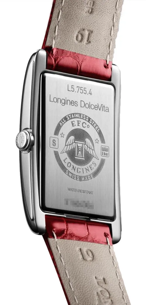 Longines DolceVita Stainless Steel Silver Dial Red Leather Strap Quartz Womens Watch L5.755.4.71.5