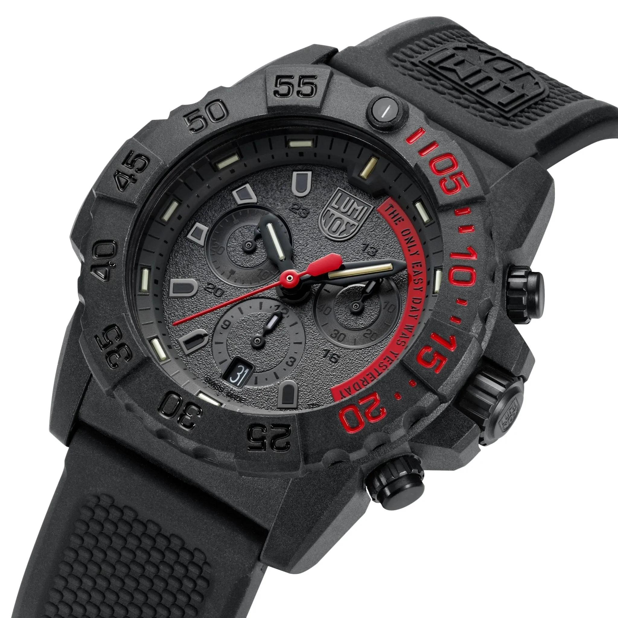 Luminox Navy Seal Chronograph CARBONOX Black Dial Black Rubber Strap Date Divers Quartz Mens Watch XS.3581.EY