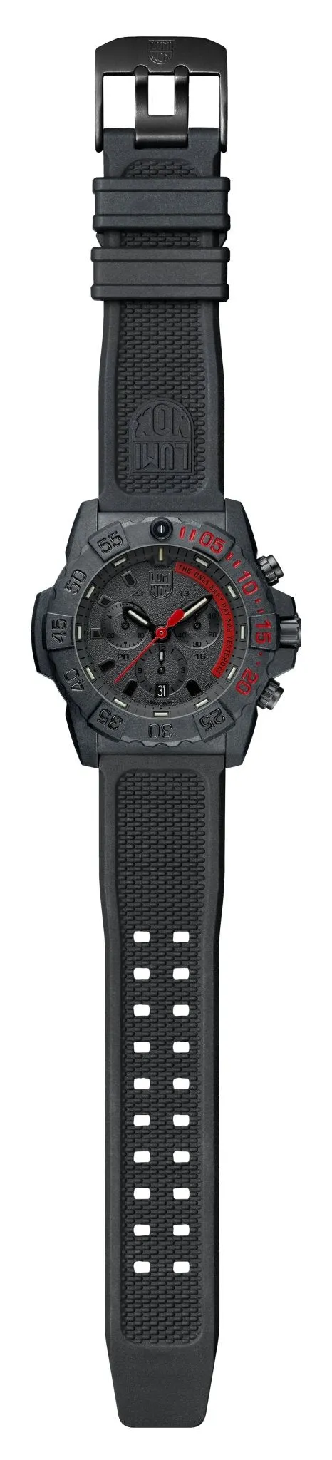 Luminox Navy Seal Chronograph CARBONOX Black Dial Black Rubber Strap Date Divers Quartz Mens Watch XS.3581.EY