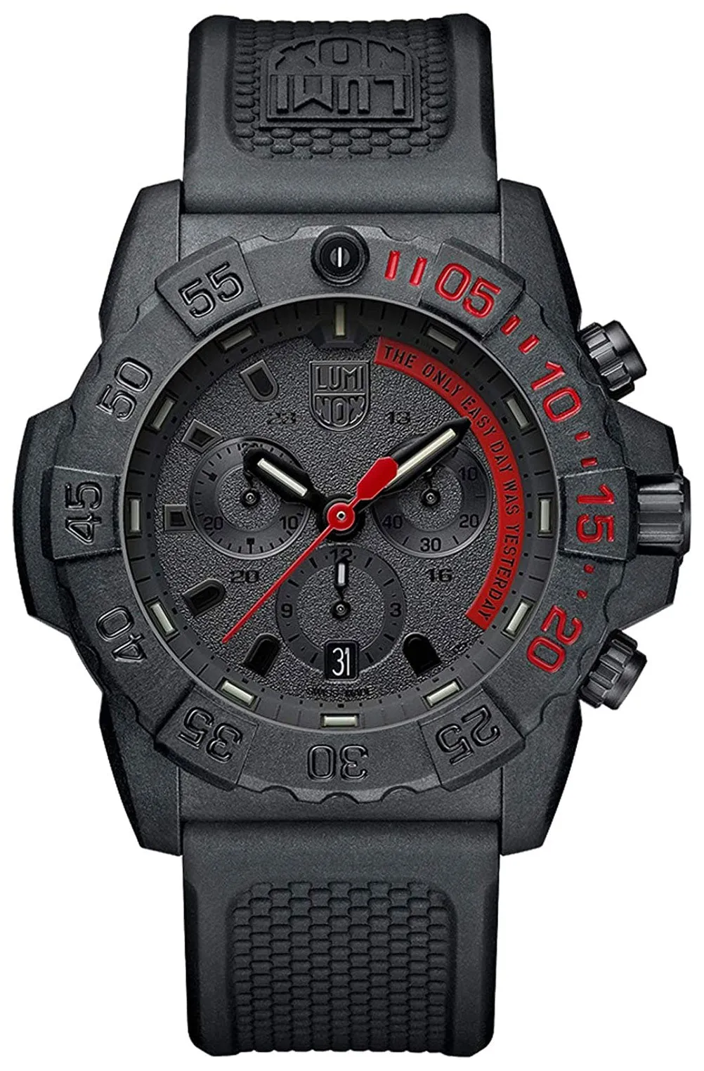 Luminox Navy Seal Chronograph CARBONOX Black Dial Black Rubber Strap Date Divers Quartz Mens Watch XS.3581.EY