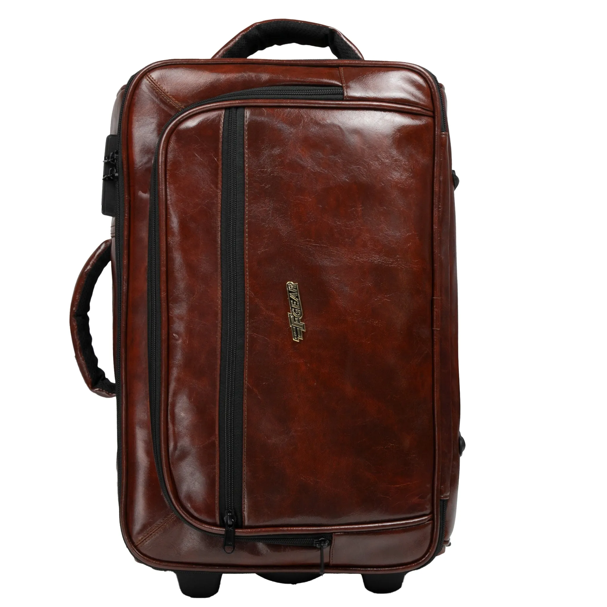 Marshal 22L Walnut Brown Art Leather Overnighter Pilot Laptop Trolley Case