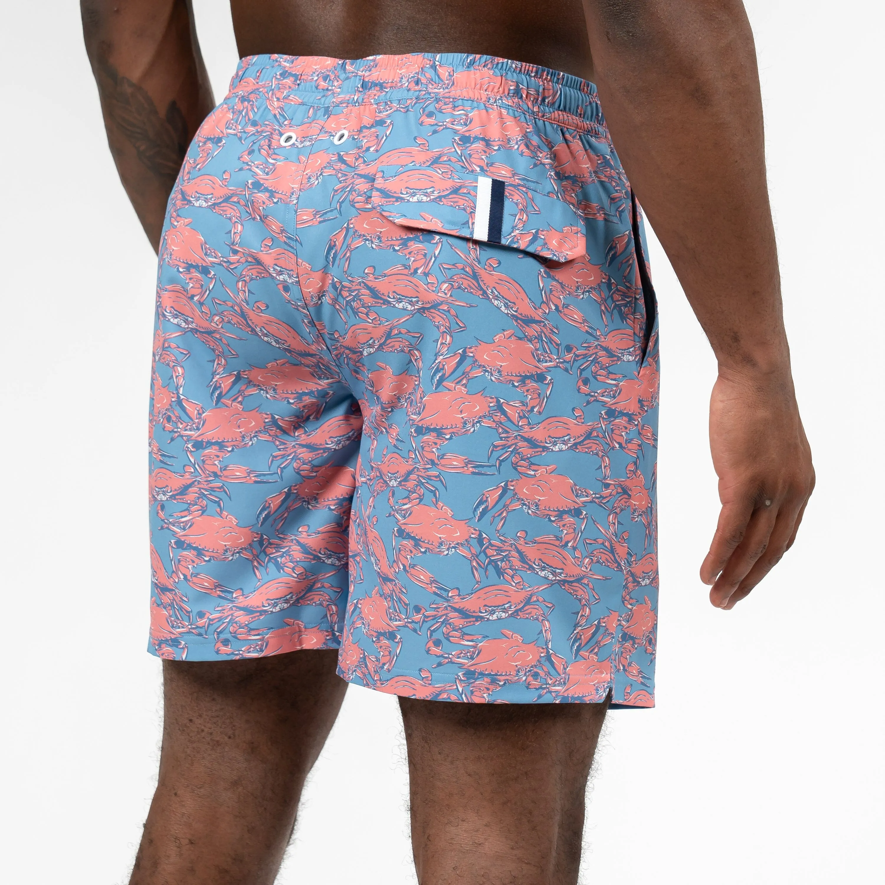 Medley Swim Trunk | The Claws - Stone Blue/Washed Red