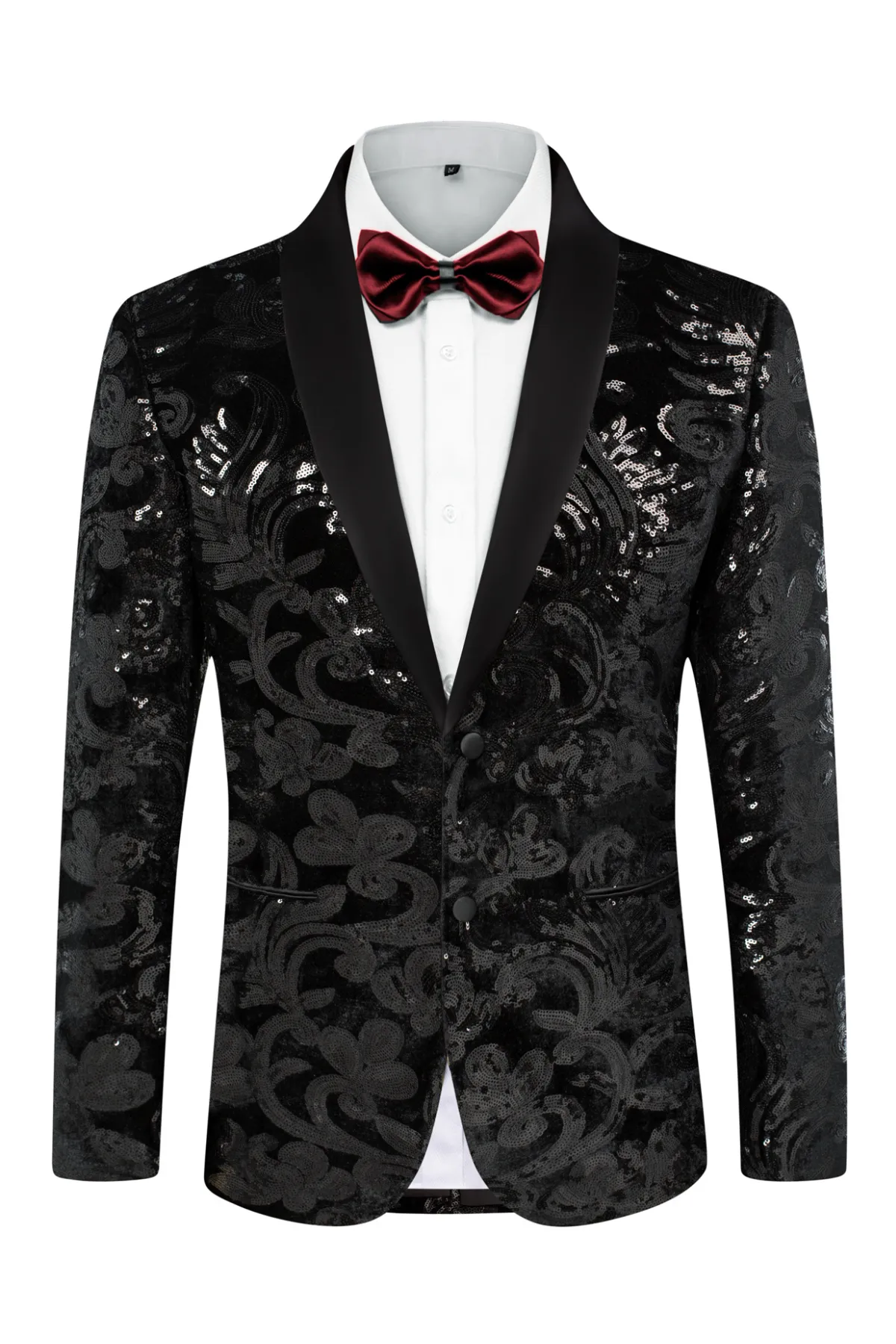 Men's Sequins Tuxedo Two Buttons Jacket Velvet Shawl Lapel Suit Jackets Blazer for Dinner, Prom, Party