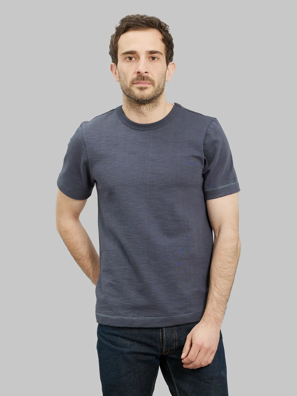 Merz b. Schwanen 2S14 Super Heavyweight 13.4oz Crewneck Loopwheeled Relaxed Fit T-Shirt Navy