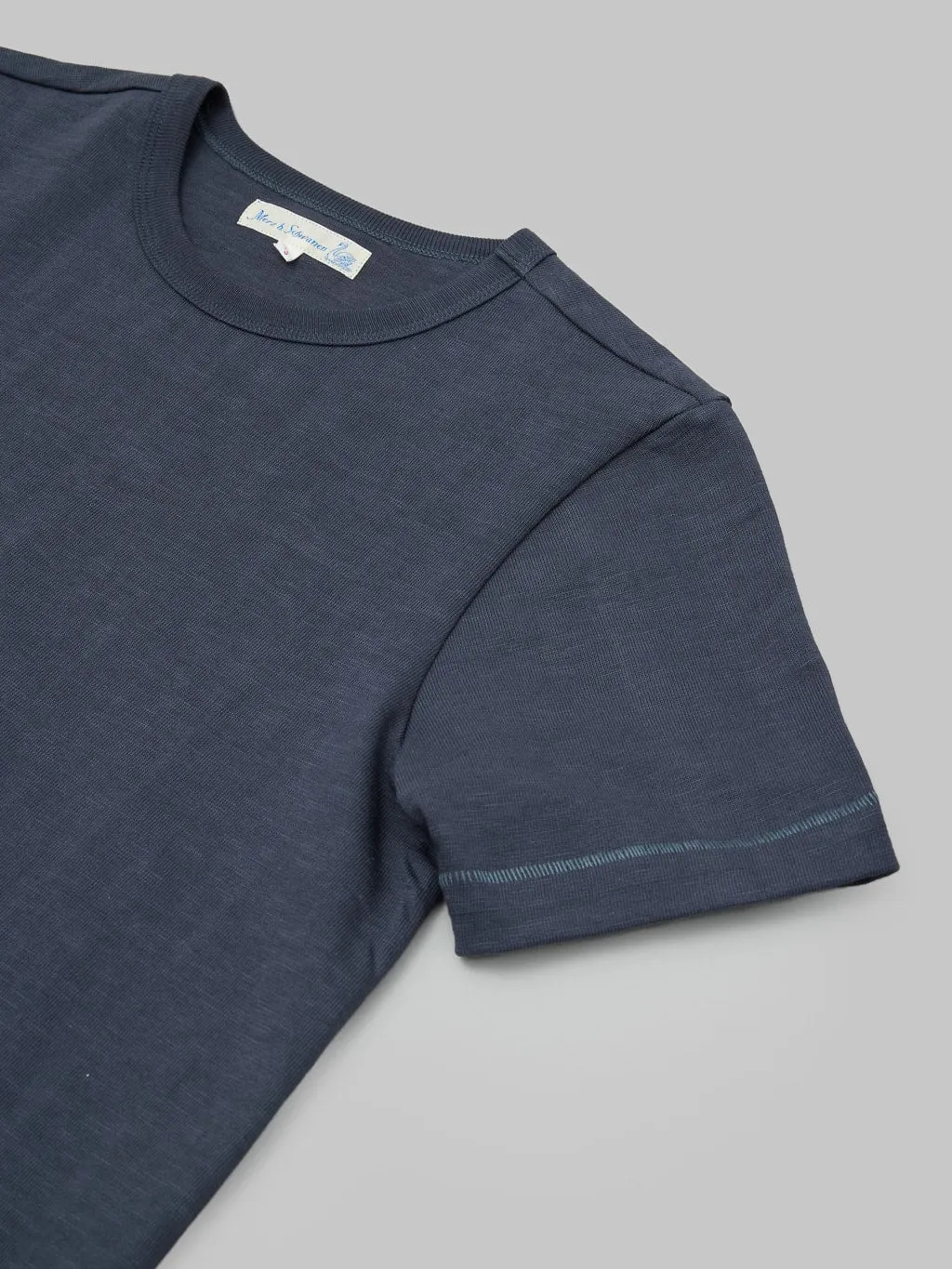 Merz b. Schwanen 2S14 Super Heavyweight 13.4oz Crewneck Loopwheeled Relaxed Fit T-Shirt Navy