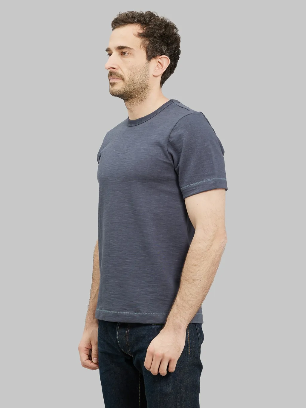 Merz b. Schwanen 2S14 Super Heavyweight 13.4oz Crewneck Loopwheeled Relaxed Fit T-Shirt Navy