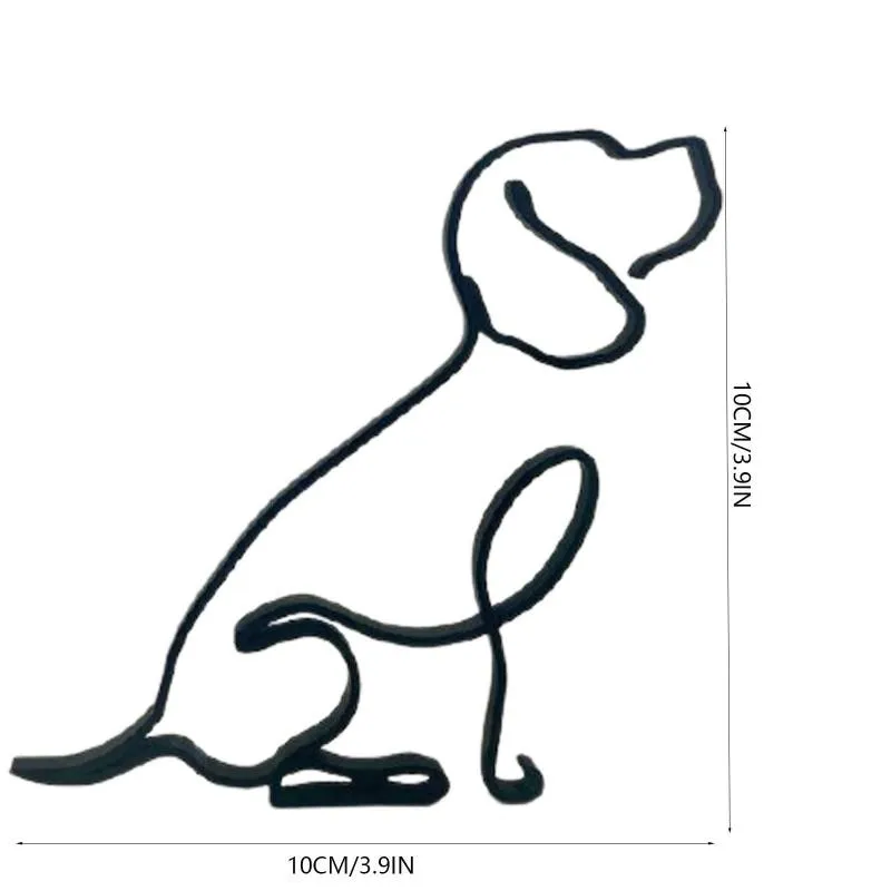 Minimalist Metal Abstract Line Art Dog Statue