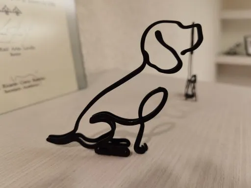 Minimalist Metal Abstract Line Art Dog Statue