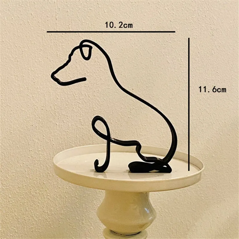 Minimalist Metal Abstract Line Art Dog Statue