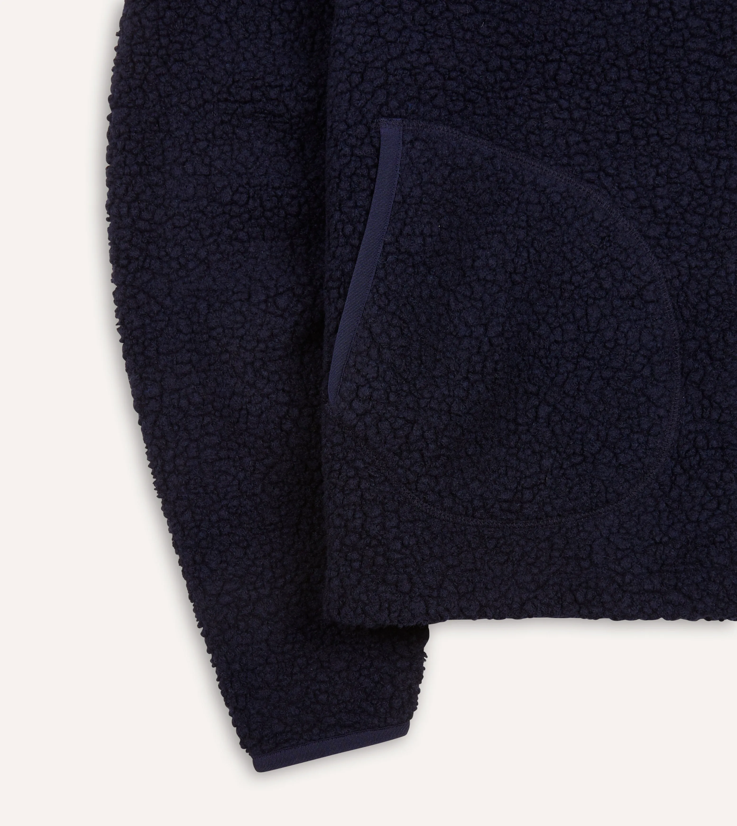 Navy Boucle Wool Zip Fleece Jacket