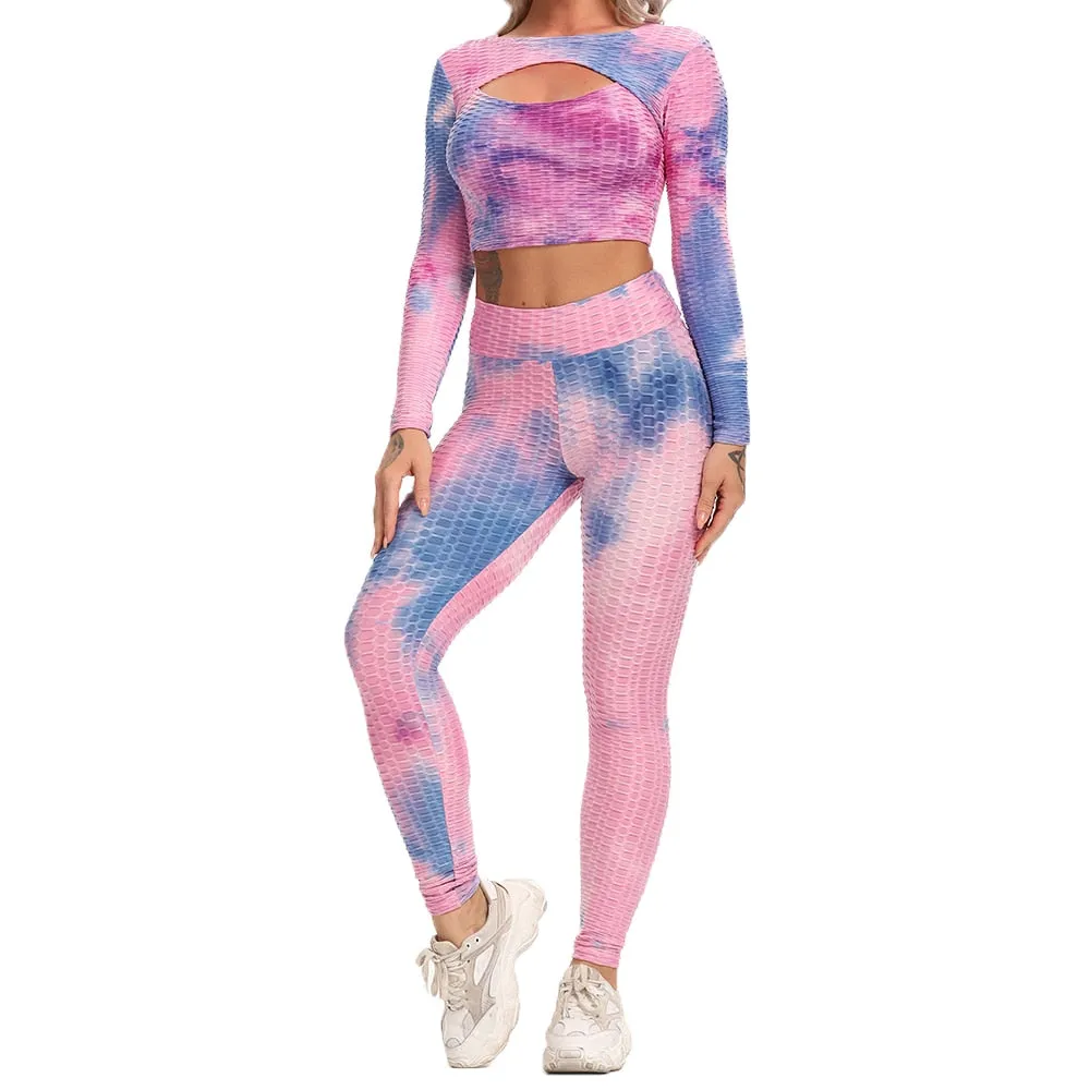 NEW Print Women Yoga Sets fitness sportswear Gym Clothing Track Suit High