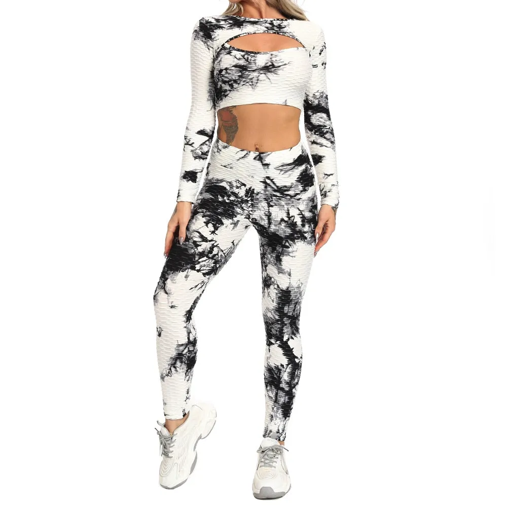 NEW Print Women Yoga Sets fitness sportswear Gym Clothing Track Suit High