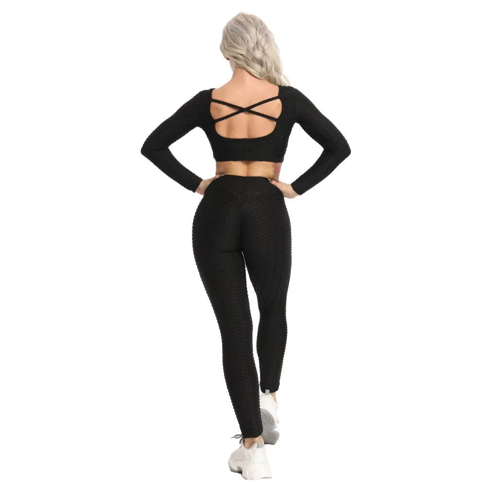 NEW Print Women Yoga Sets fitness sportswear Gym Clothing Track Suit High