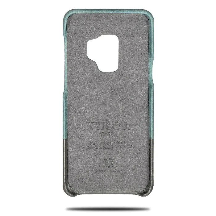 Ocean Blue & Pebble Gray Samsung Galaxy S9 Leather Case